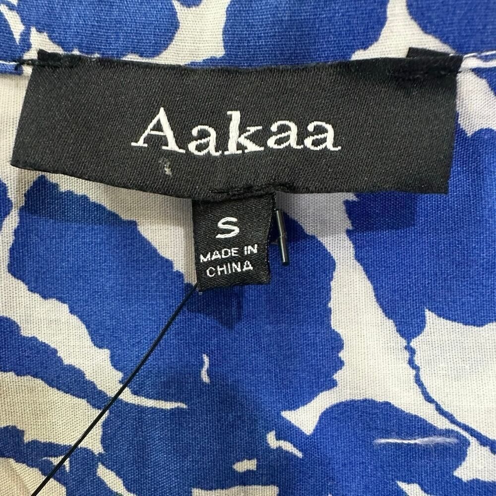 NWT Aakaa Anthropologie Small Side Cutout Blue White Maxi Artsy Festive Dress - Picture 7 of 16